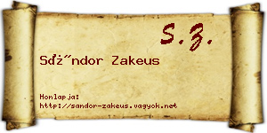 Sándor Zakeus névjegykártya